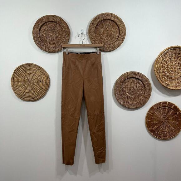 Zara Pants - Zara Neutral Brown High Waist High Rise Faux Leather Skinny Pants Small